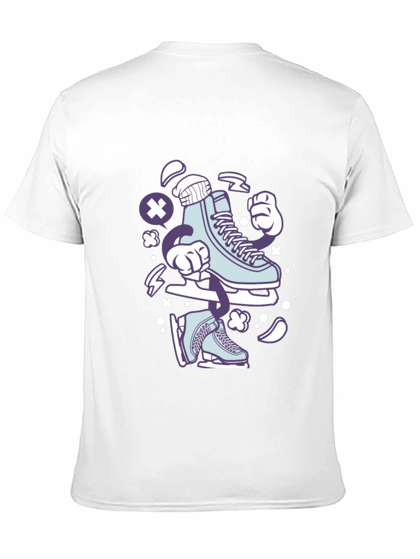 Ice Skate Cartoon Black T-Shirt