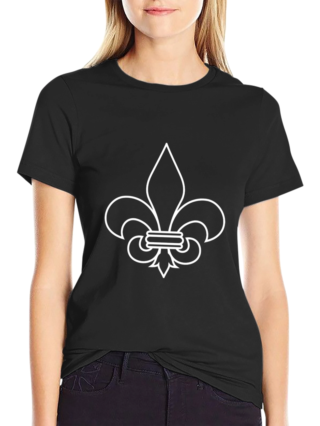 Fleur-de-Lis Graphic Tee - Black Cotton Casual Shirt