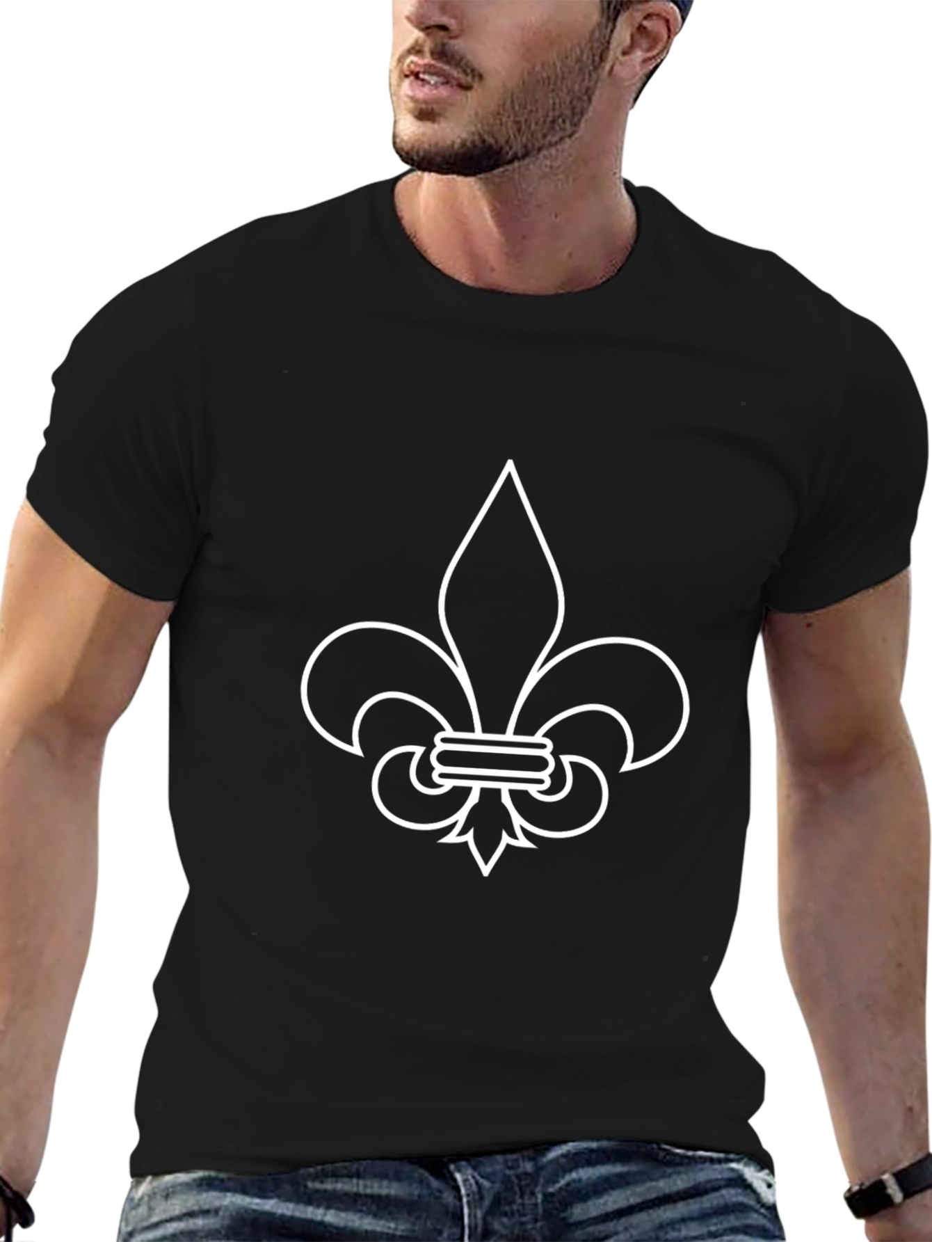 Fleur-de-Lis Graphic Tee - Black Cotton Casual Shirt