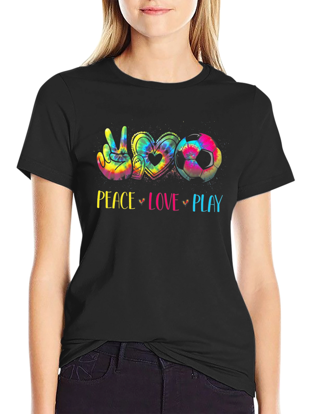 Peace Love Play Soccer T-Shirt - Tie Dye