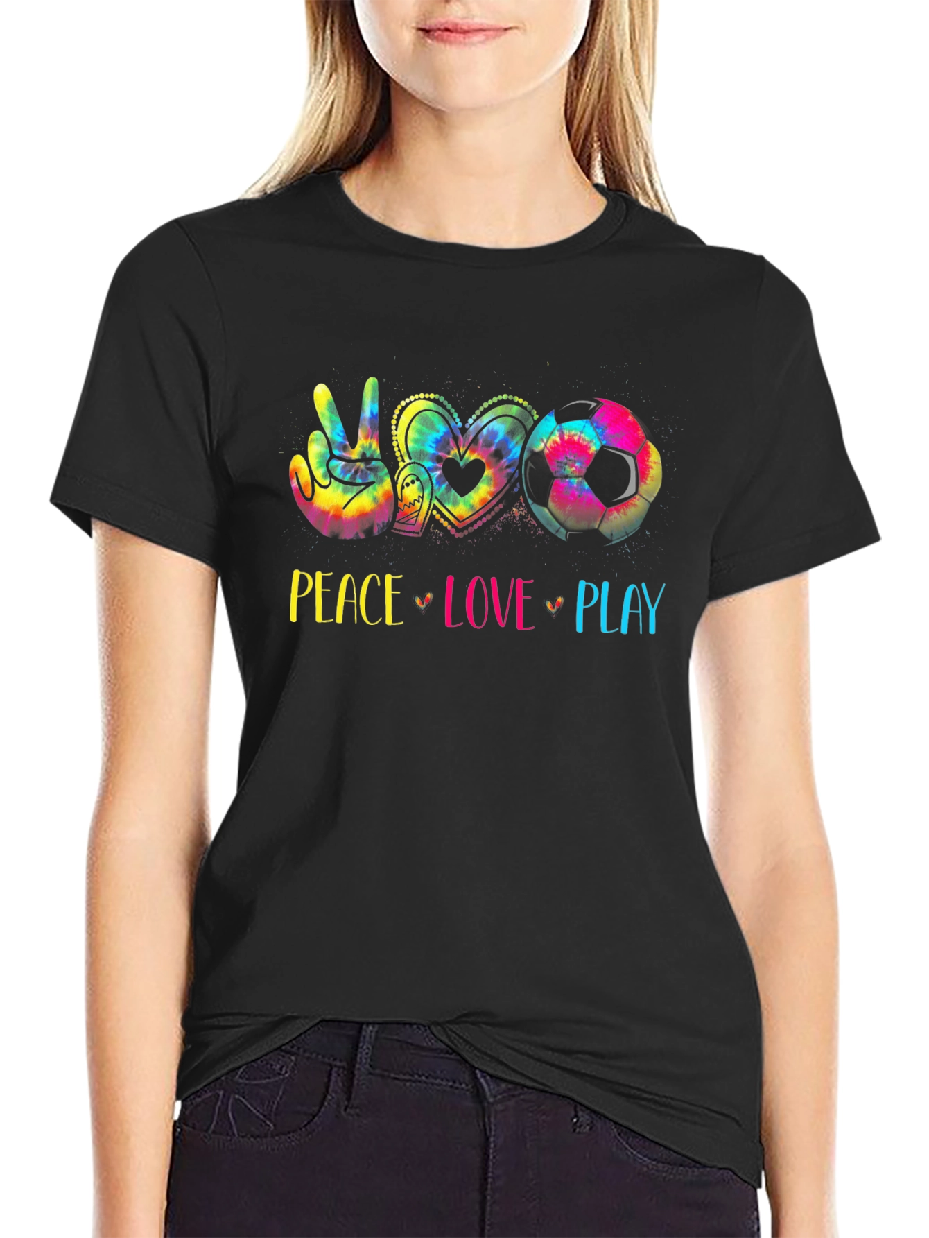 Peace Love Play Soccer T-Shirt - Tie Dye