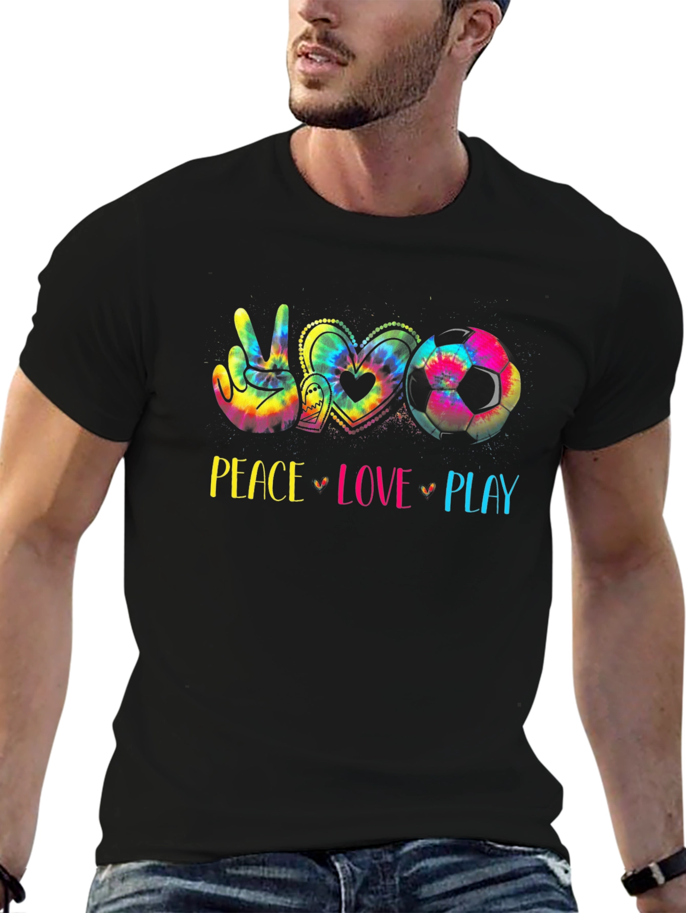 Peace Love Play Soccer T-Shirt - Tie Dye