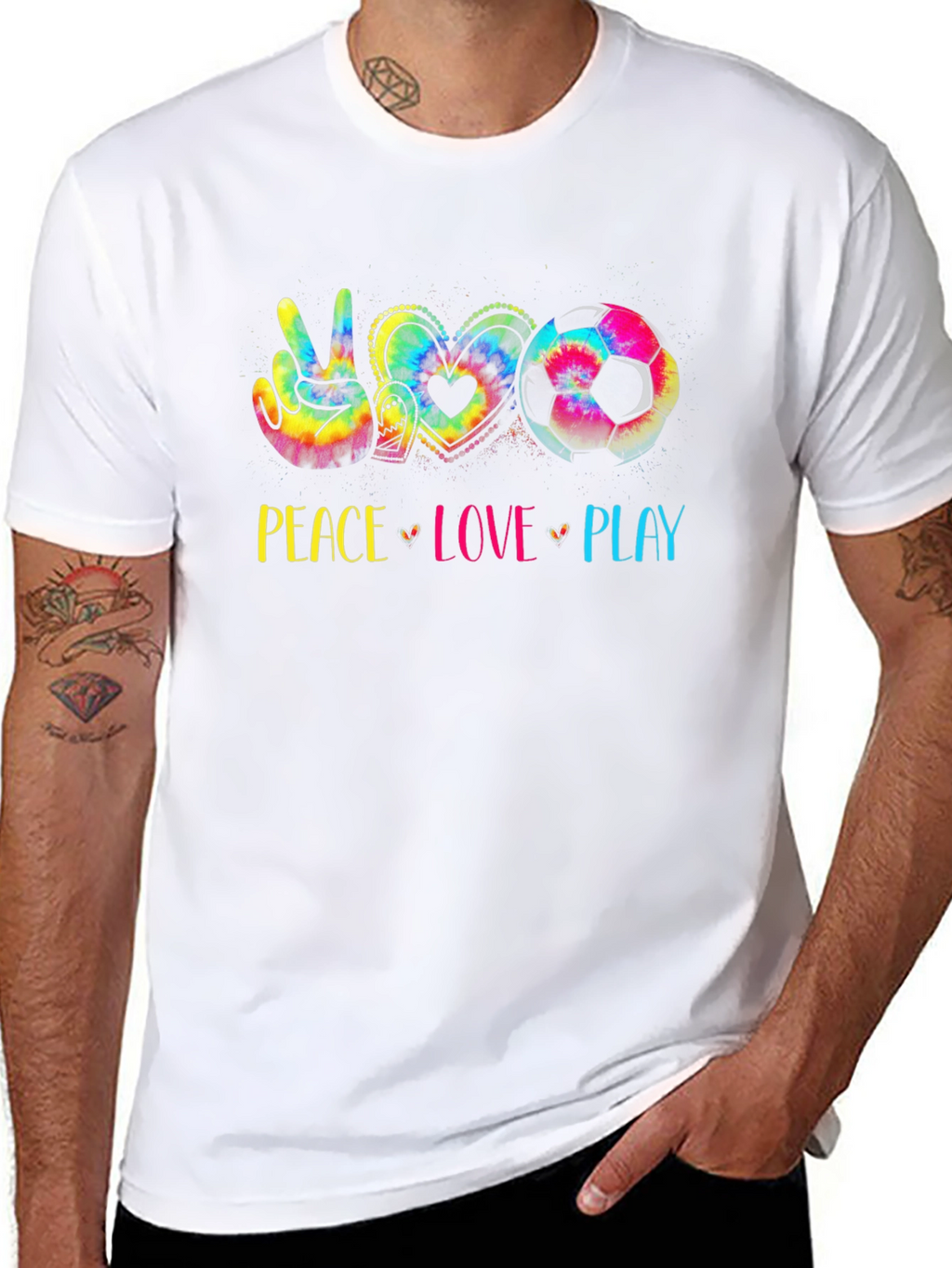 Peace Love Play Soccer T-Shirt - Tie Dye
