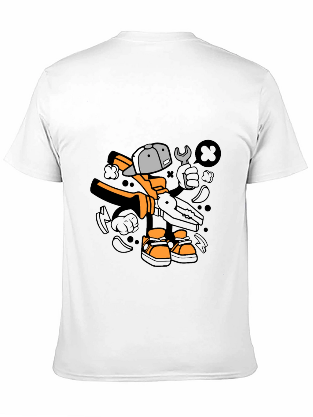 Cool Graphic T-Shirt with Cartoon Mechanic Print