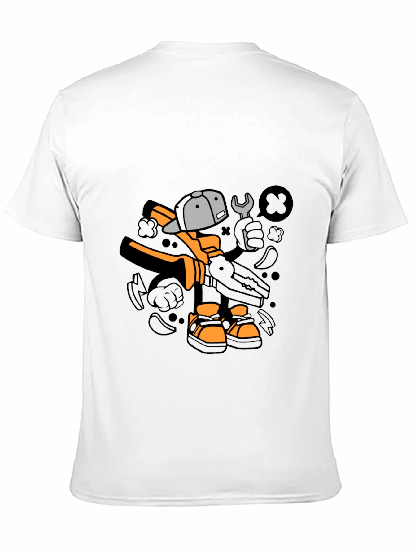 Cool Graphic T-Shirt with Cartoon Mechanic Print