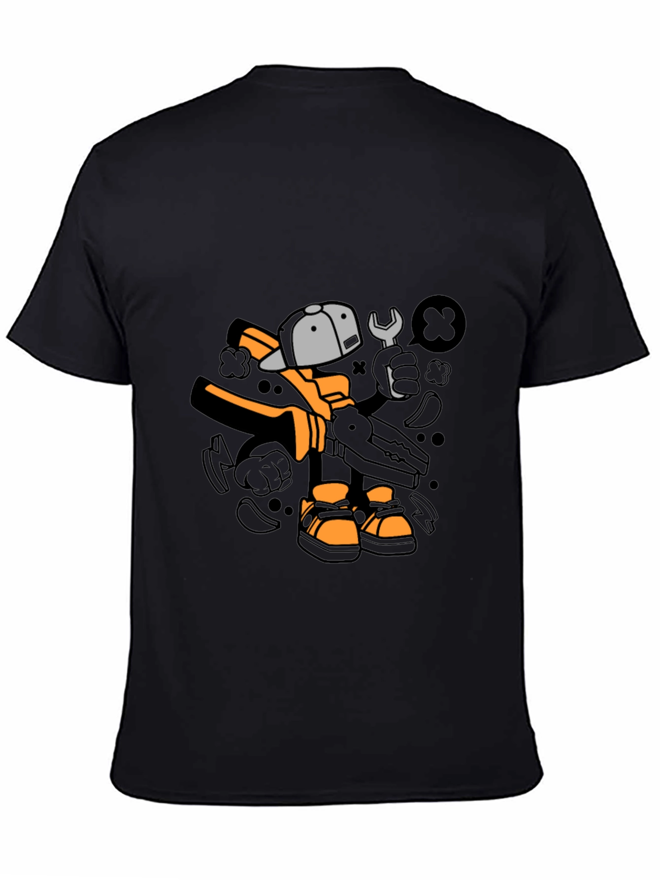 Cool Graphic T-Shirt with Cartoon Mechanic Print