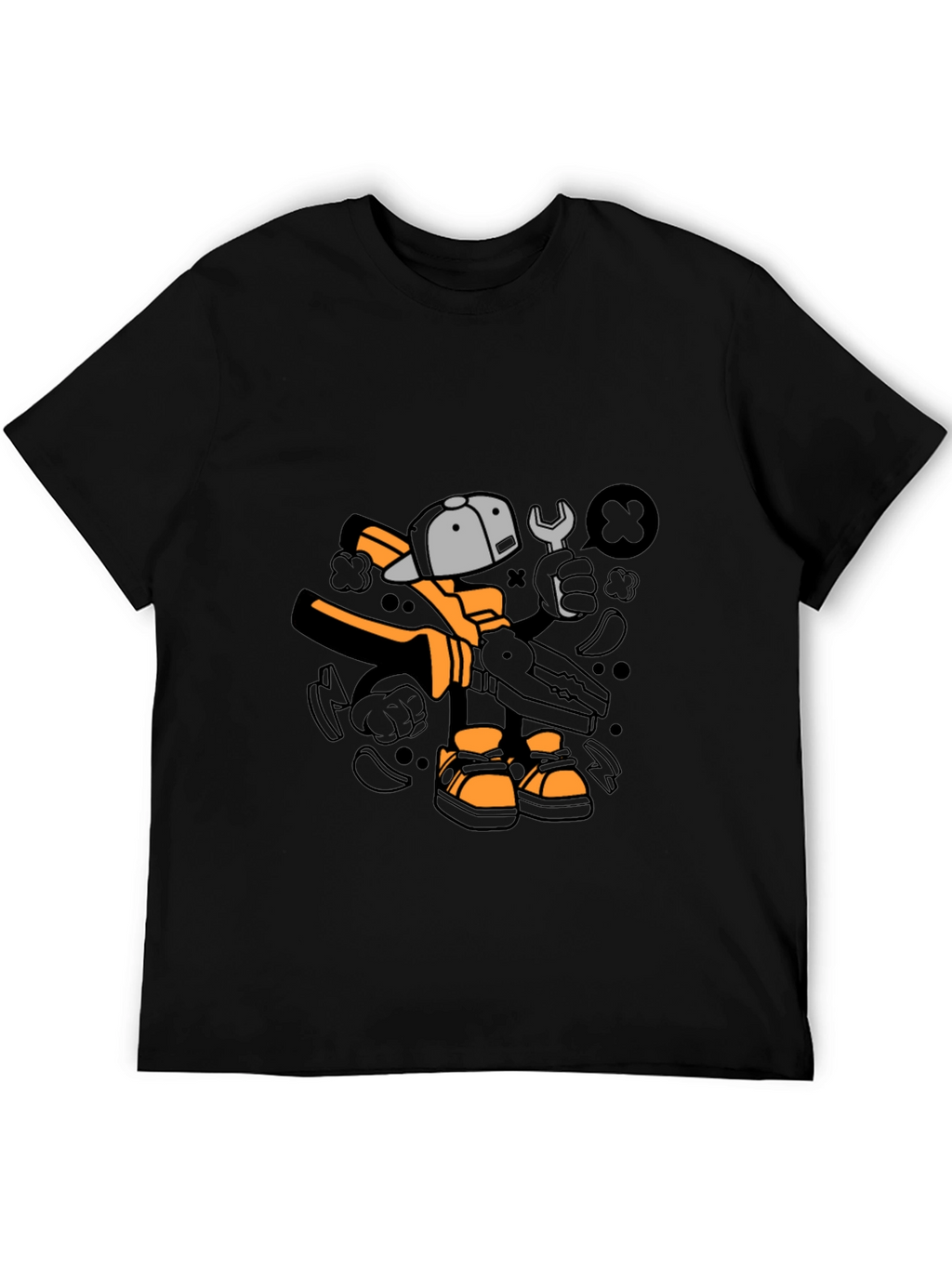 Cool Graphic T-Shirt with Cartoon Mechanic Print