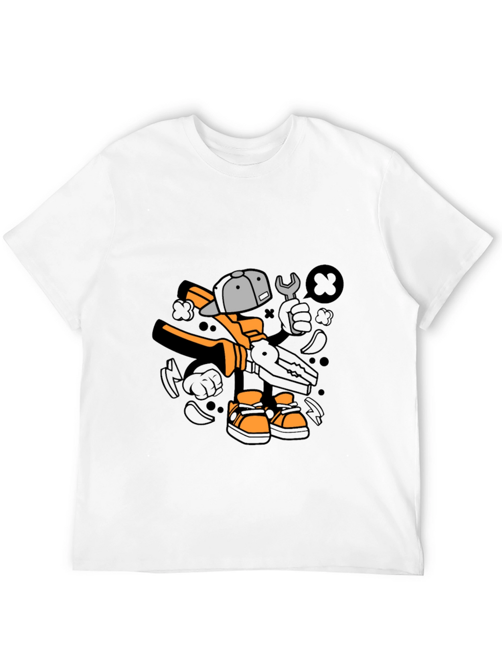 Cool Graphic T-Shirt with Cartoon Mechanic Print
