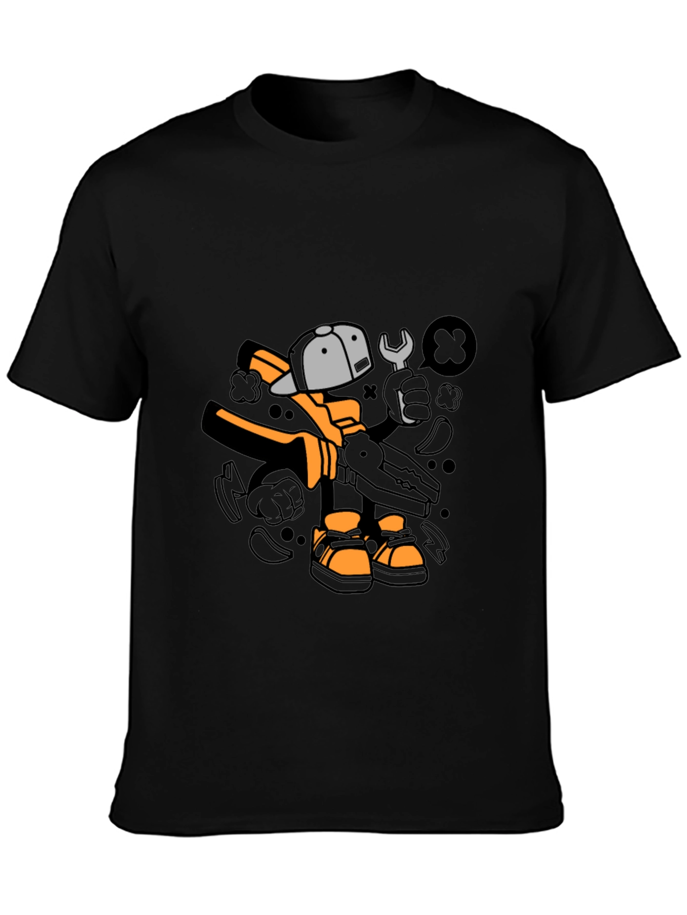 Cool Graphic T-Shirt with Cartoon Mechanic Print