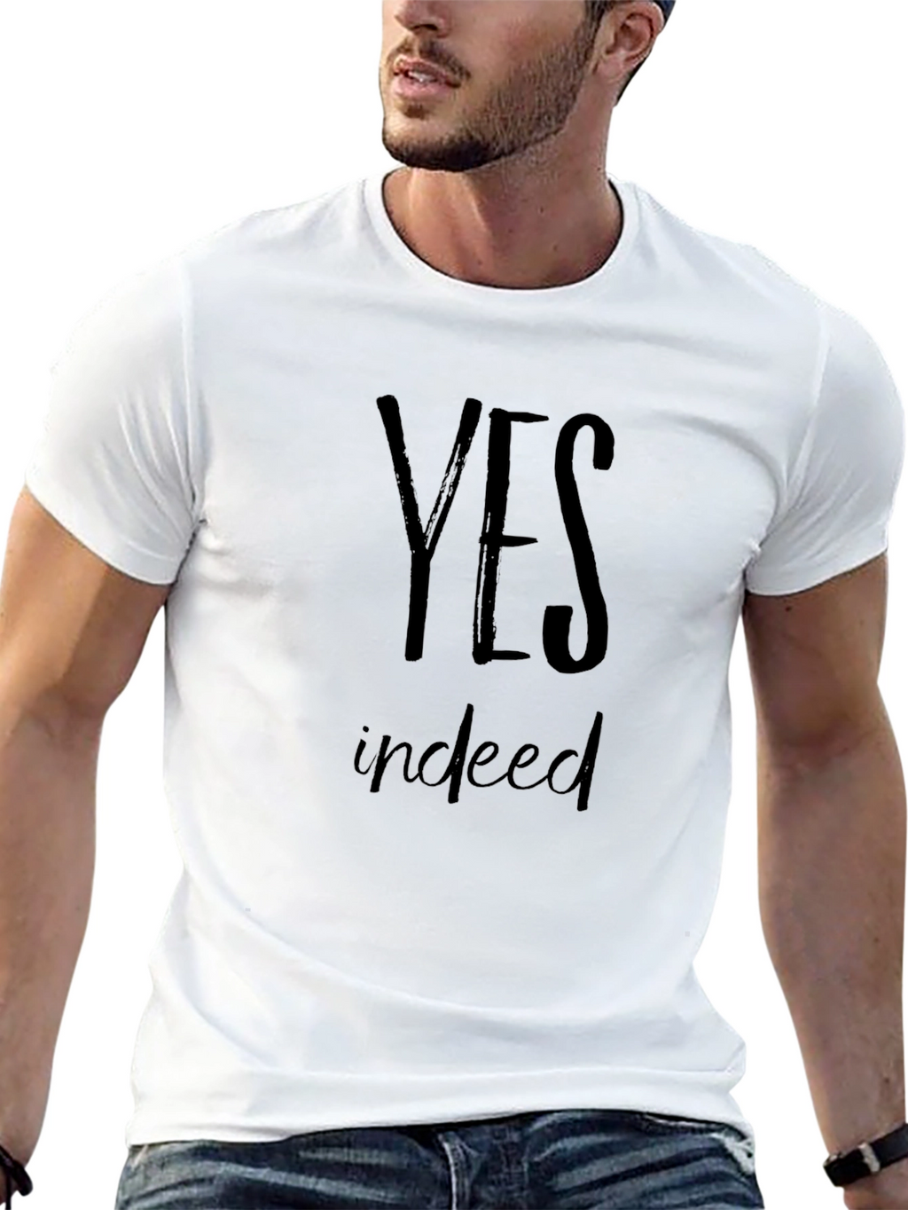 Yes Indeed Mens Black Graphic Tee