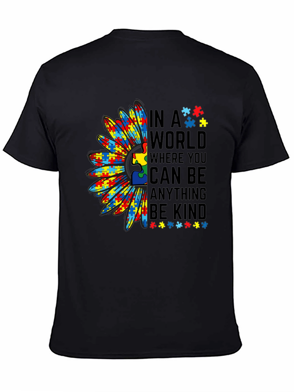 Autism Awareness Puzzle Piece Sunflower T-Shirt