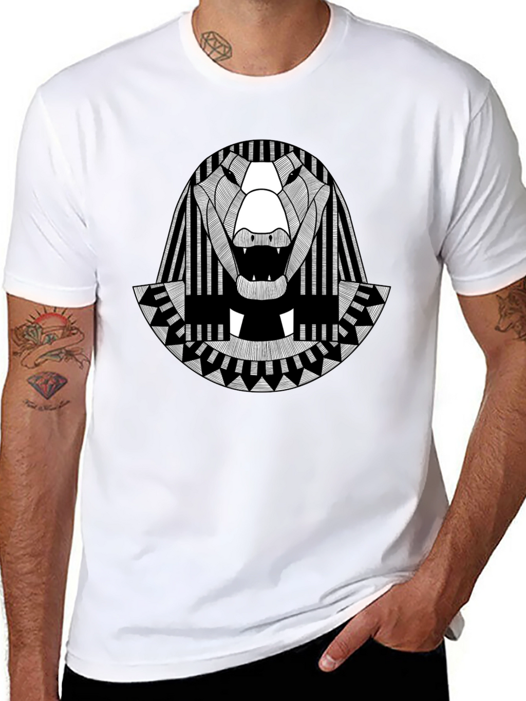 Egyptian Alligator Graphic Tee - Black Cotton T-Shirt