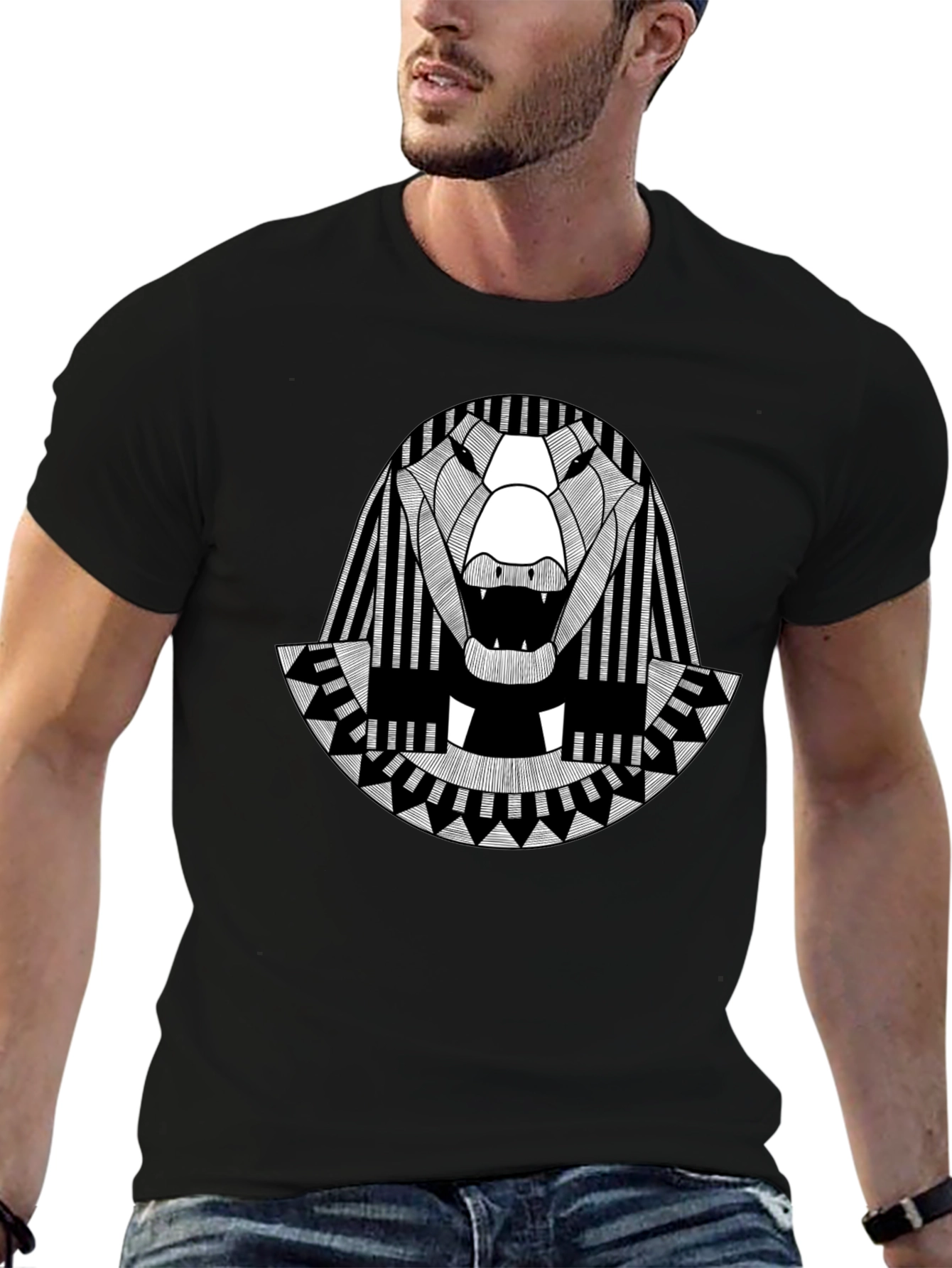 Egyptian Alligator Graphic Tee - Black Cotton T-Shirt