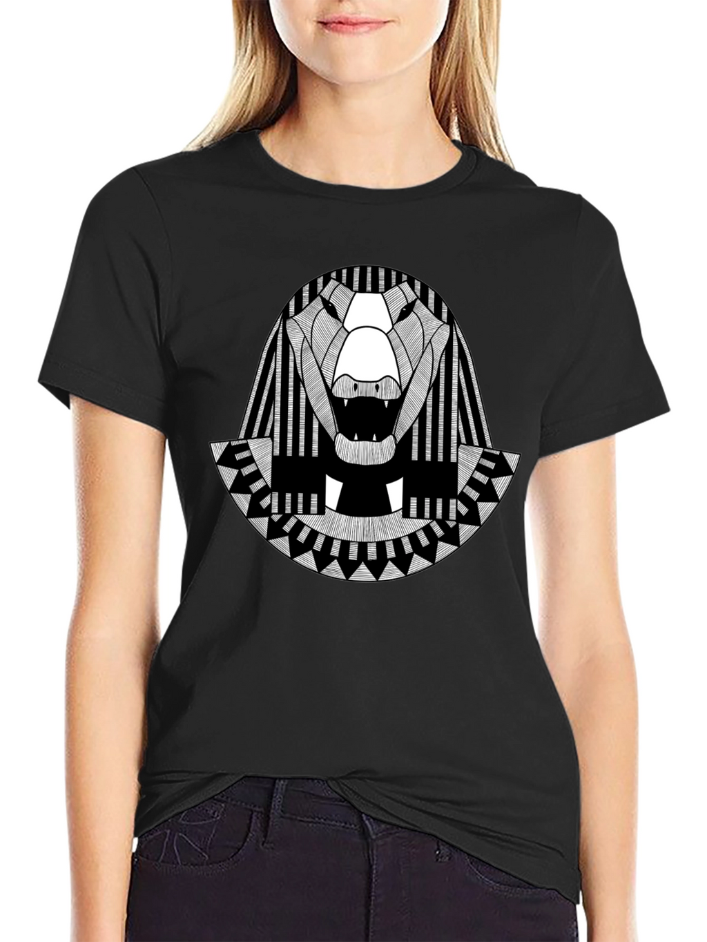 Egyptian Alligator Graphic Tee - Black Cotton T-Shirt
