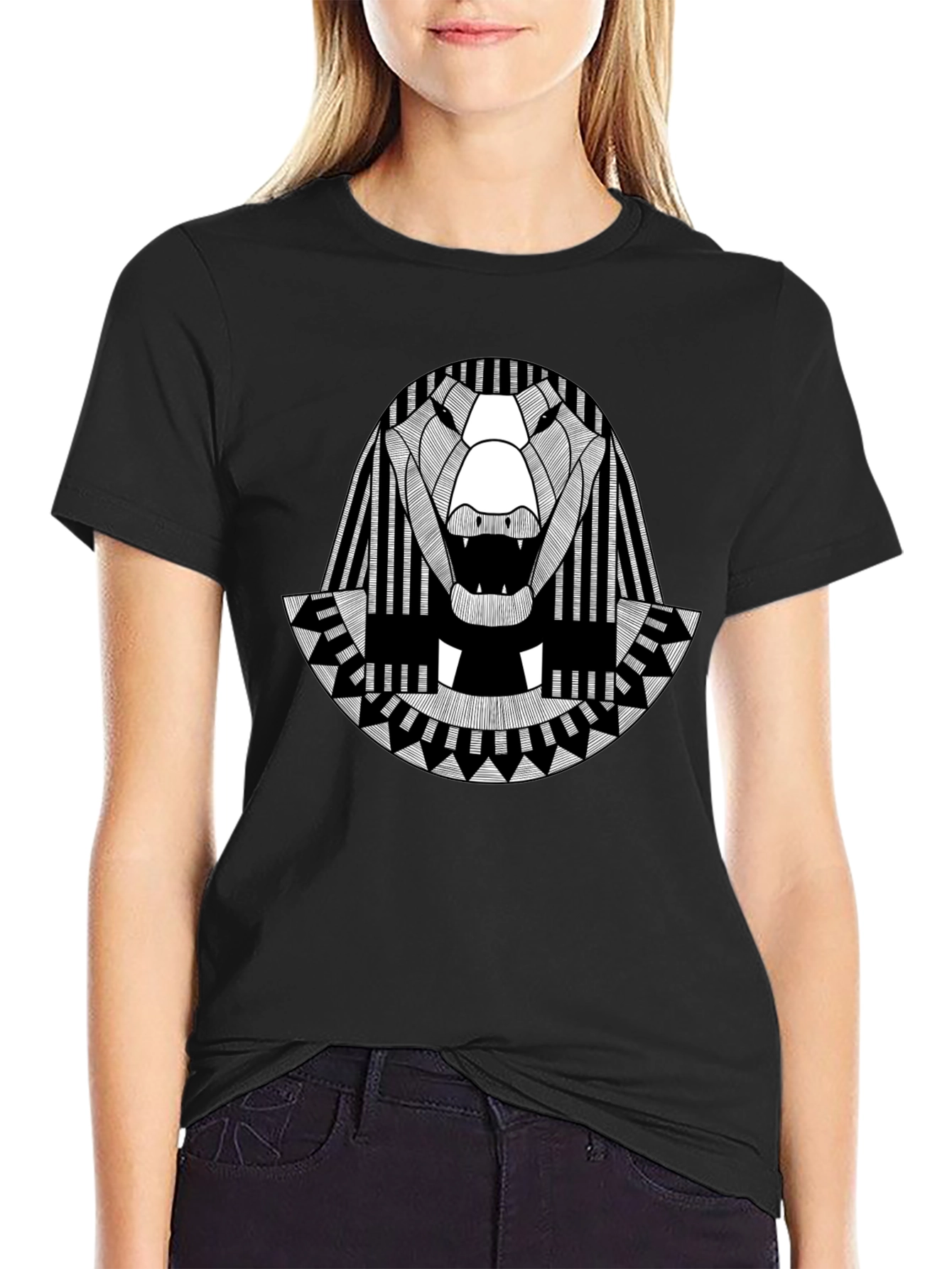 Egyptian Alligator Graphic Tee - Black Cotton T-Shirt