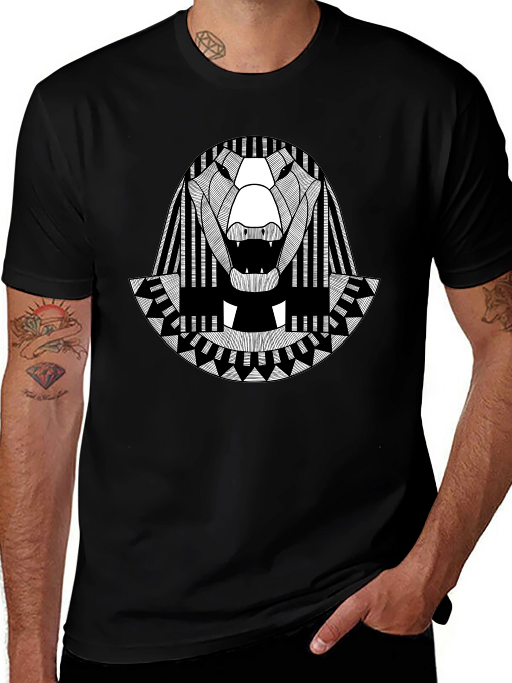 Egyptian Alligator Graphic Tee - Black Cotton T-Shirt