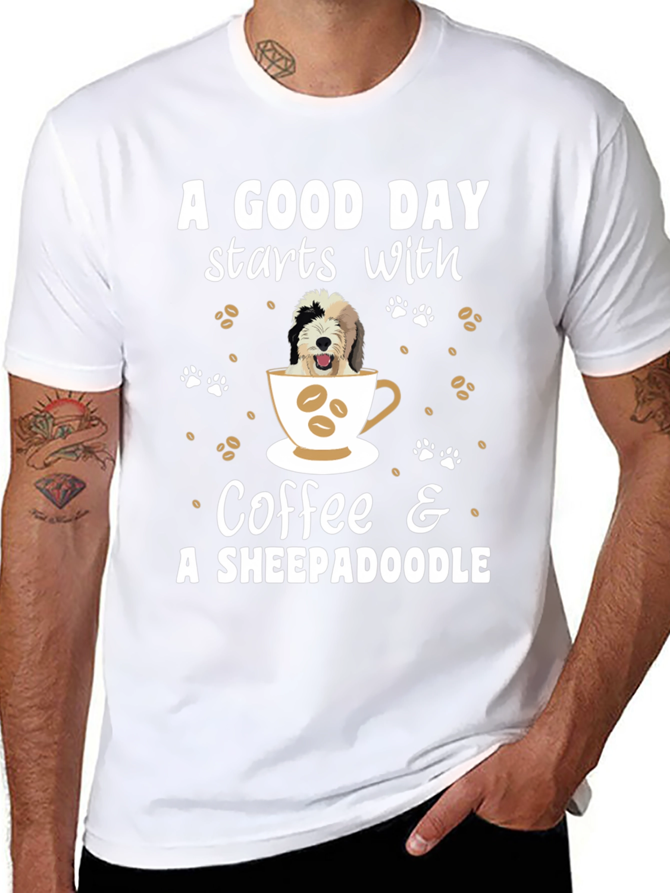 Coffee and Sheepadoodle Graphic Tee