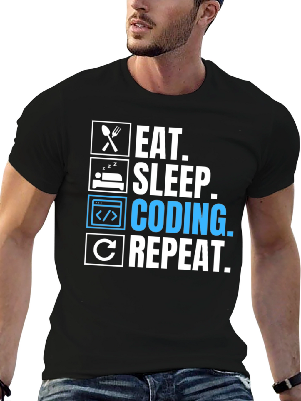 Eat Sleep Coding Repeat Graphic Tee - Programmer T-Shirt