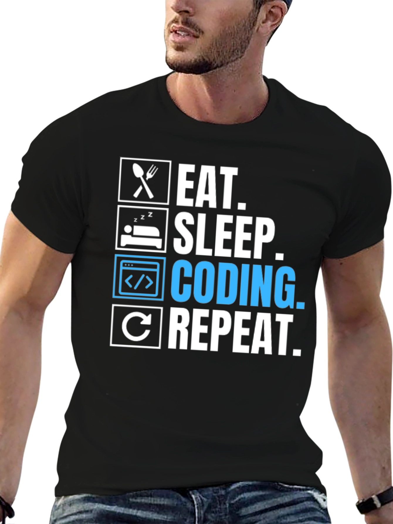 Eat Sleep Coding Repeat Graphic Tee - Programmer T-Shirt