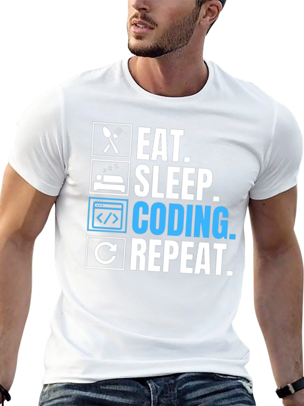 Eat Sleep Coding Repeat Graphic Tee - Programmer T-Shirt