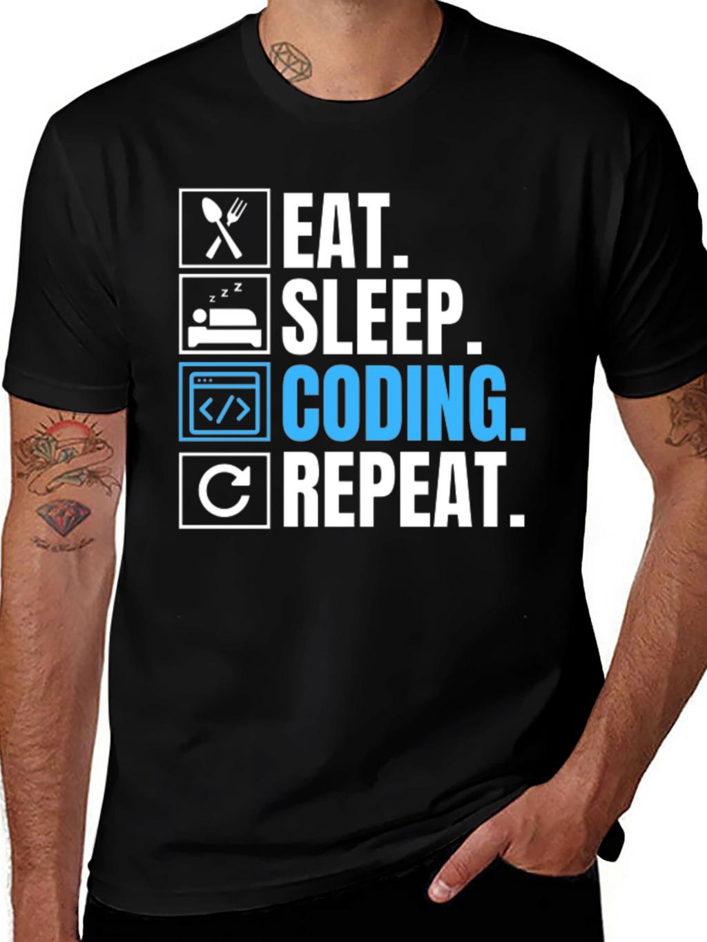 Eat Sleep Coding Repeat Graphic Tee - Programmer T-Shirt