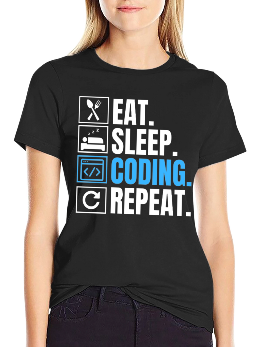 Eat Sleep Coding Repeat Graphic Tee - Programmer T-Shirt