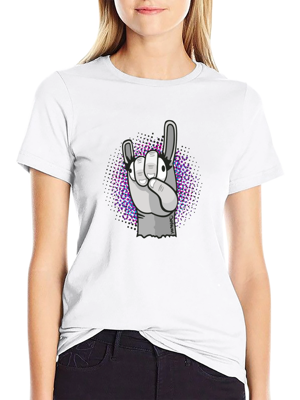 Rock On Hand Graphic Black T-Shirt