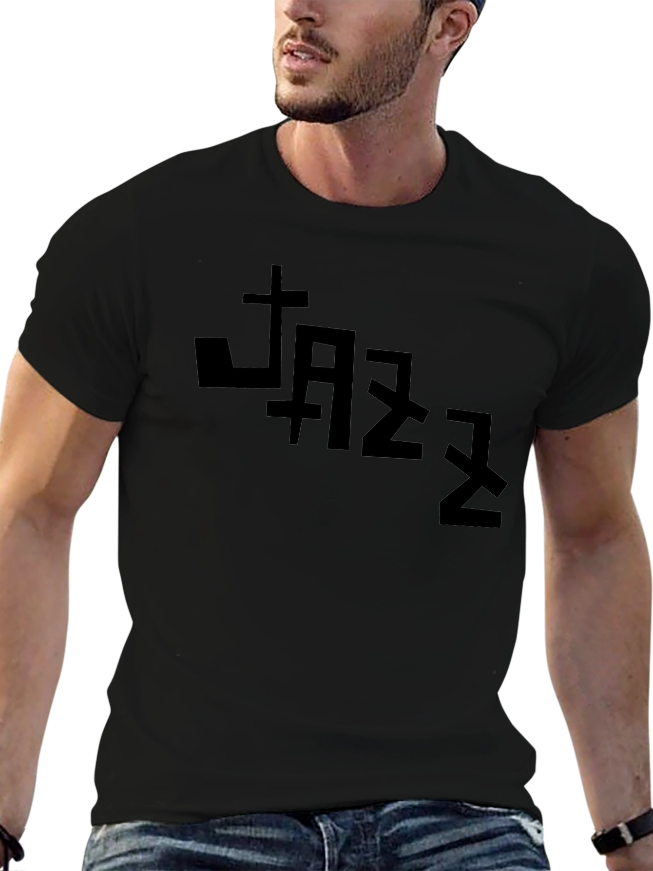 JAZZ Graphic Tee - Stylish Black Cotton T-Shirt