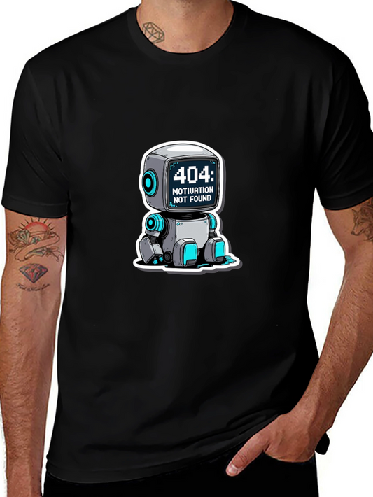 404 Motivation Not Found Robot Graphic Tee