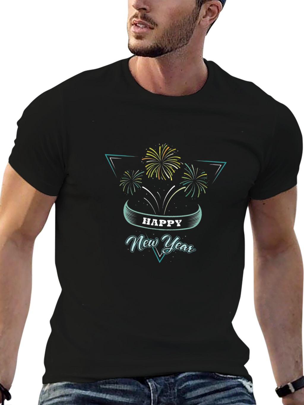 Happy New Year Fireworks Graphic Tee