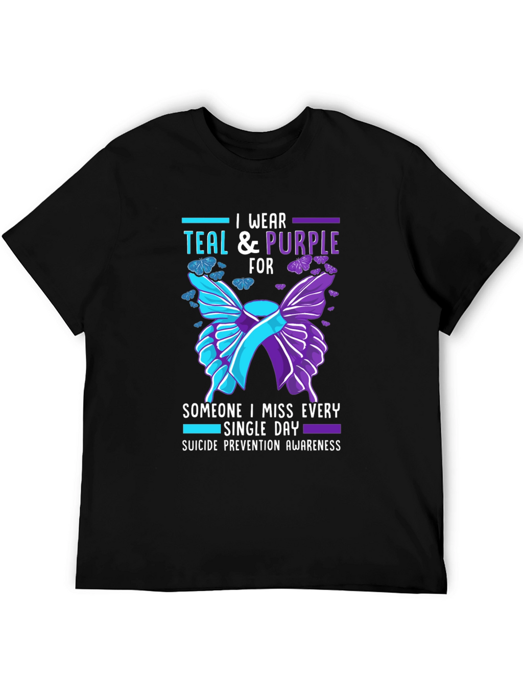 Teal & Purple Suicide Prevention Awareness Butterfly T-Shirt