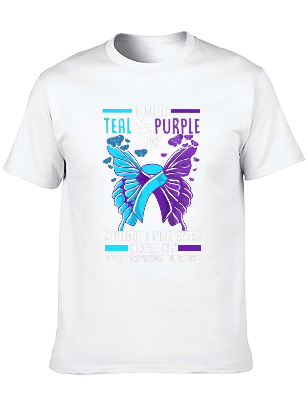 Teal & Purple Suicide Prevention Awareness Butterfly T-Shirt