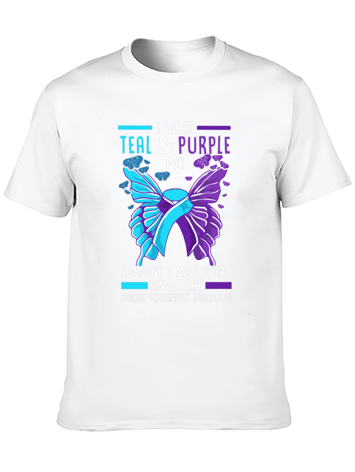 Teal & Purple Suicide Prevention Awareness Butterfly T-Shirt