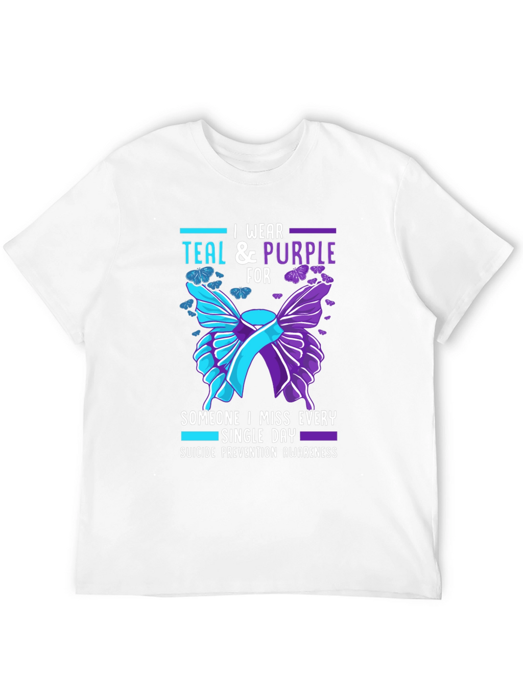 Teal & Purple Suicide Prevention Awareness Butterfly T-Shirt