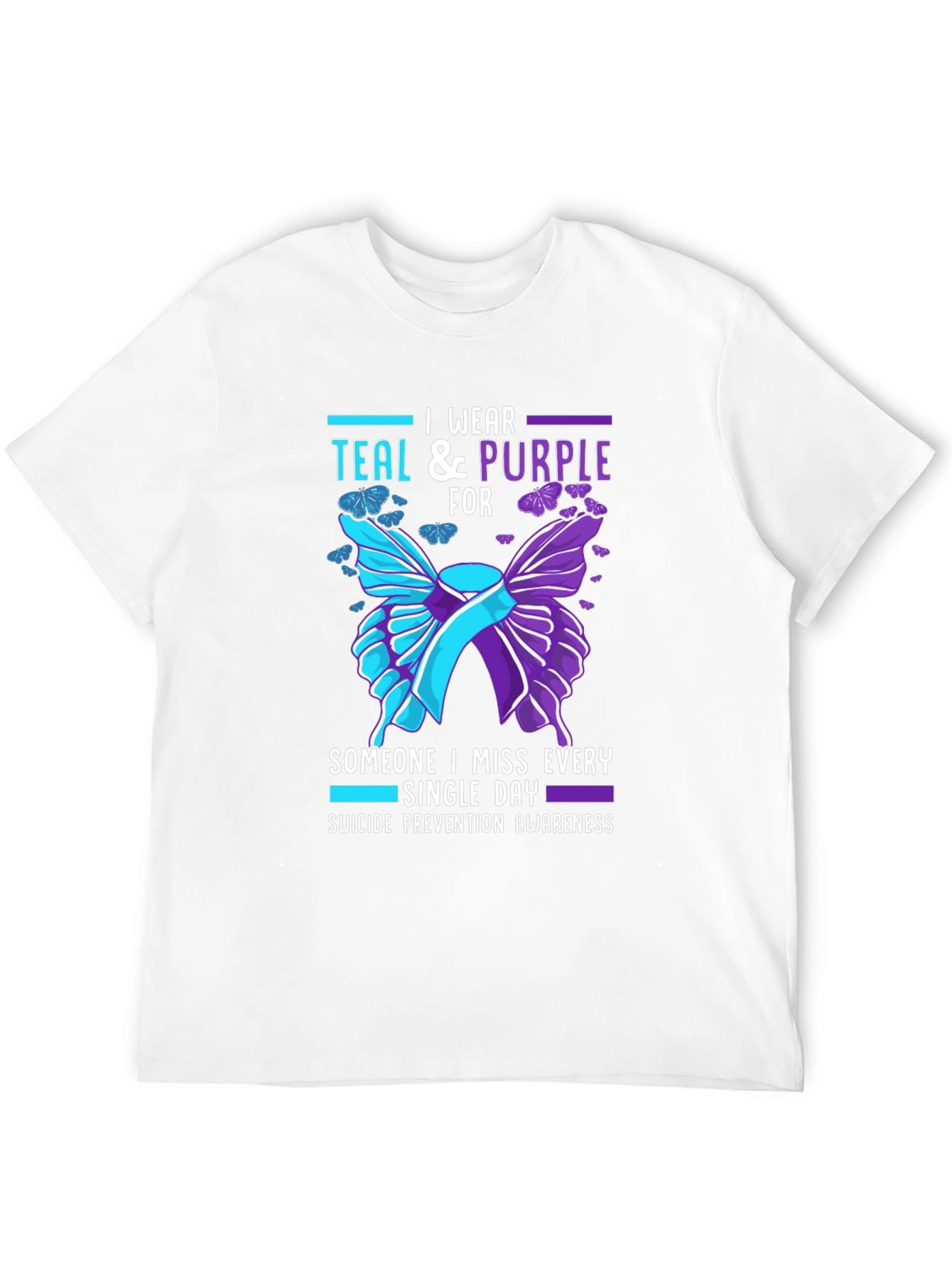 Teal & Purple Suicide Prevention Awareness Butterfly T-Shirt