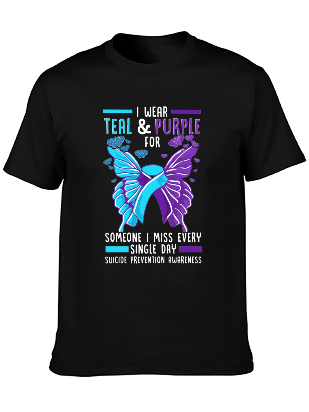 Teal & Purple Suicide Prevention Awareness Butterfly T-Shirt