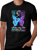 Teal & Purple Suicide Prevention Awareness Butterfly T-Shirt