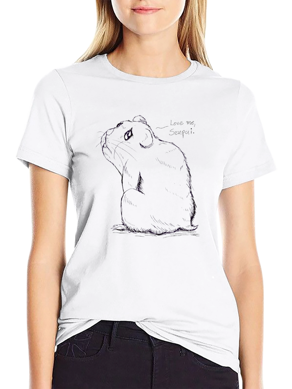 Black T-Shirt with Guinea Pig Design
