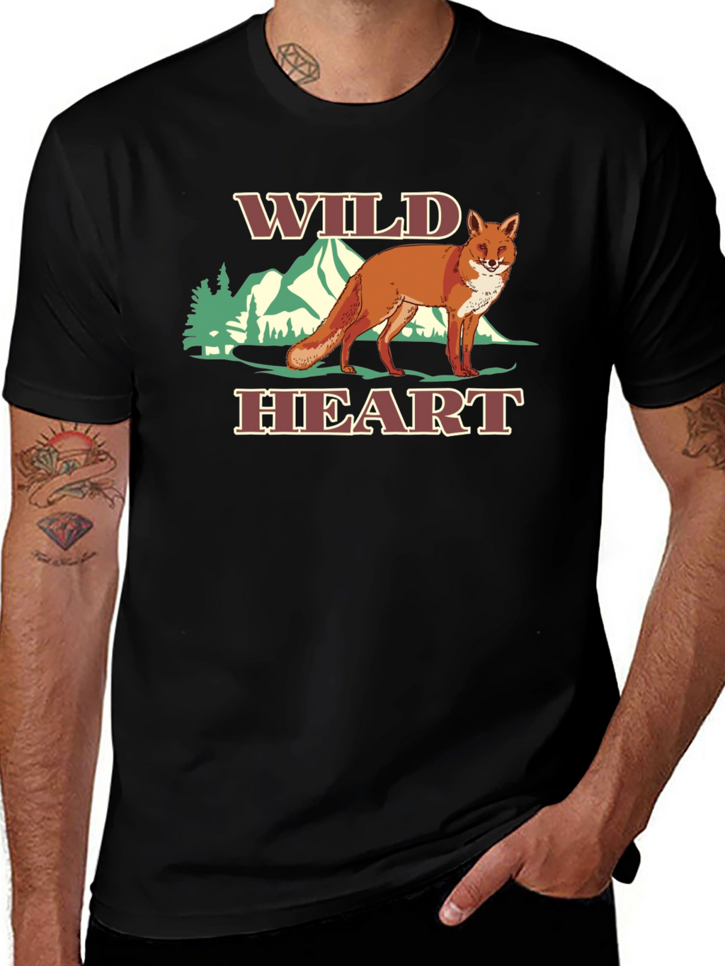 Wild Heart Fox Graphic Tee - Black T-Shirt