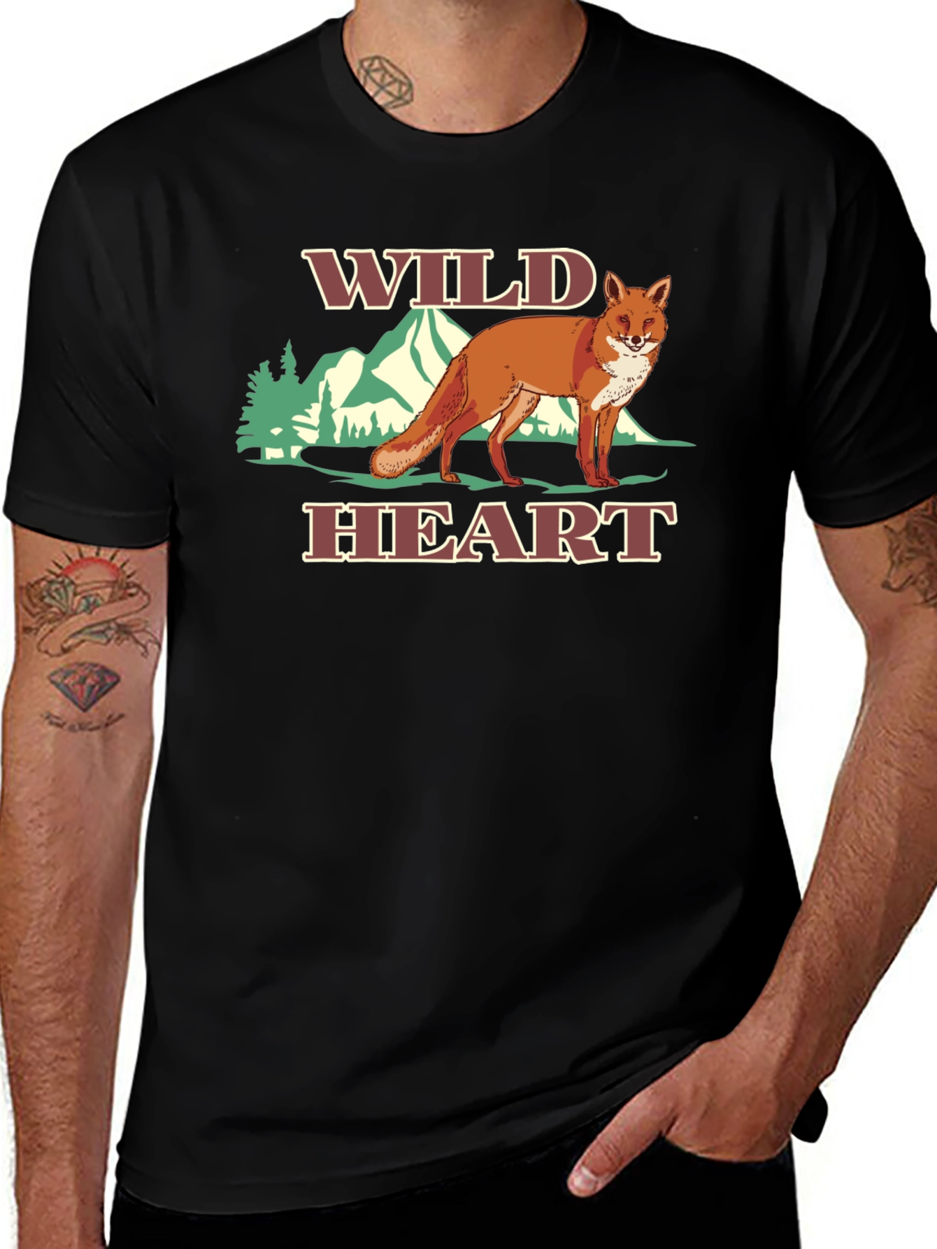 Wild Heart Fox Graphic Tee - Black T-Shirt