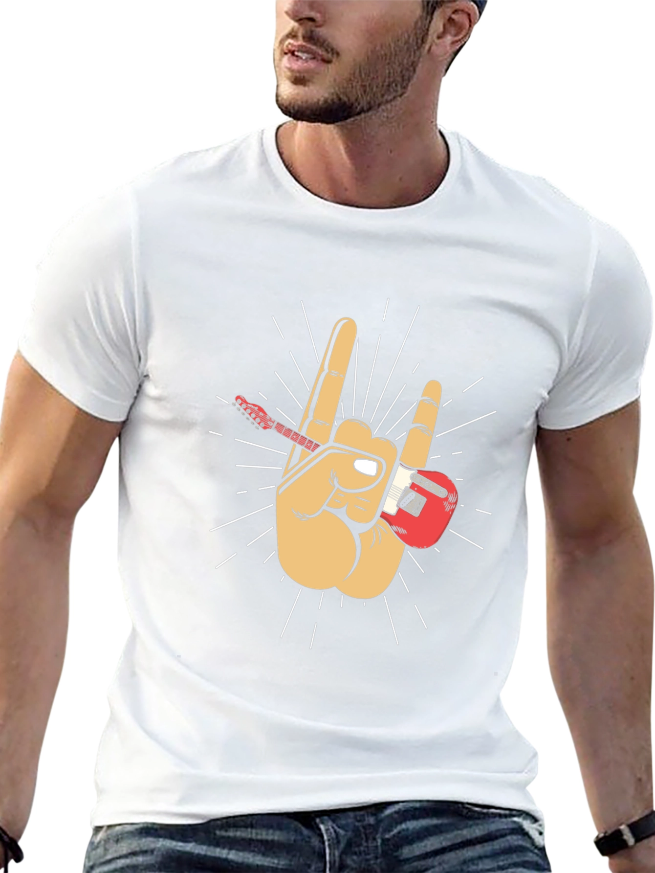 Rock On! Guitar Hand Black T-Shirt