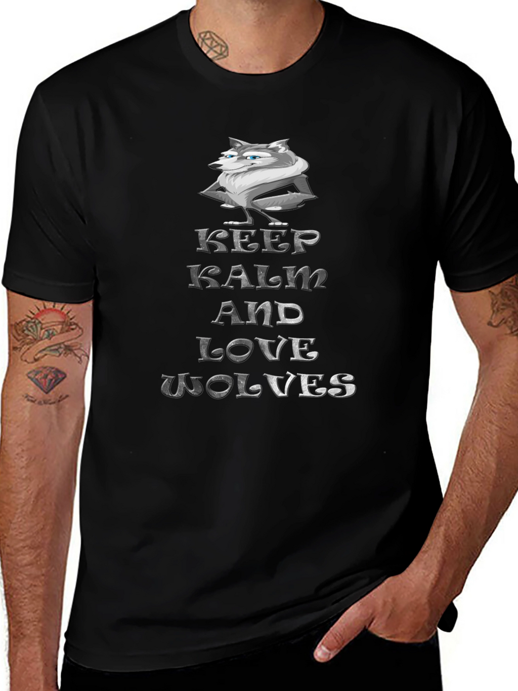 Keep Calm and Love Wolves Graphic T-Shirt