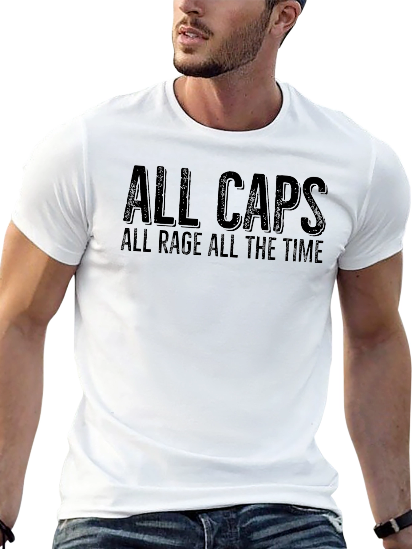 All Caps All Rage T-Shirt - Bold Statement Tee