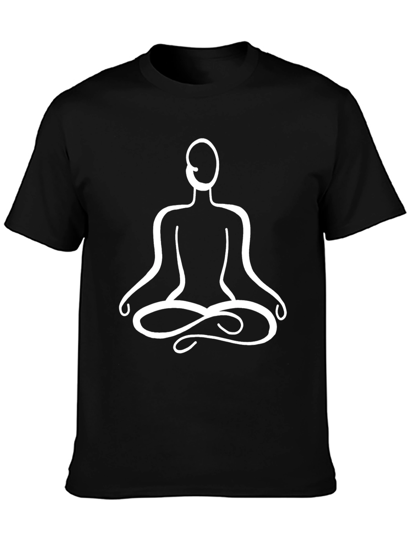 Meditative Pose Graphic Tee - Black Cotton Shirt