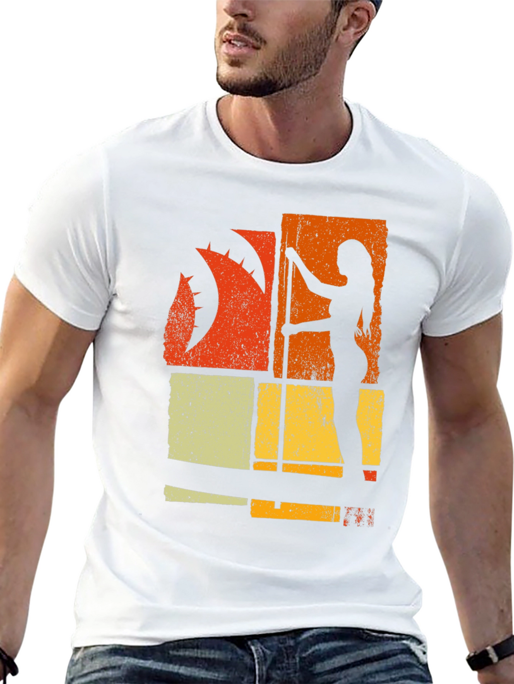 Retro Pole Dancer Graphic Tee - Black Cotton T-Shirt