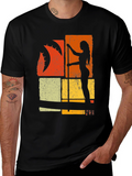 Retro Pole Dancer Graphic Tee - Black Cotton T-Shirt