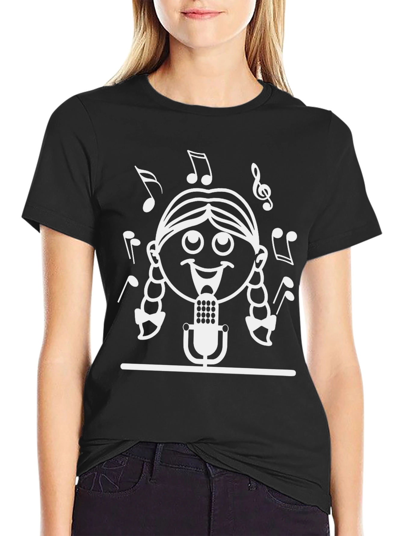Karaoke Kid Graphic Tee - Black Cotton T-Shirt