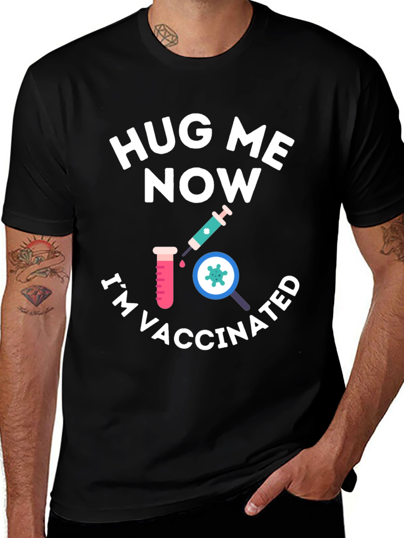 Hug Me Now Im Vaccinated Black T-Shirt