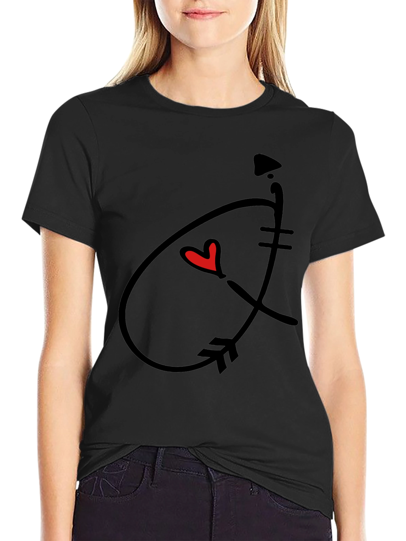 Arrow Heart Graphic Black T-Shirt