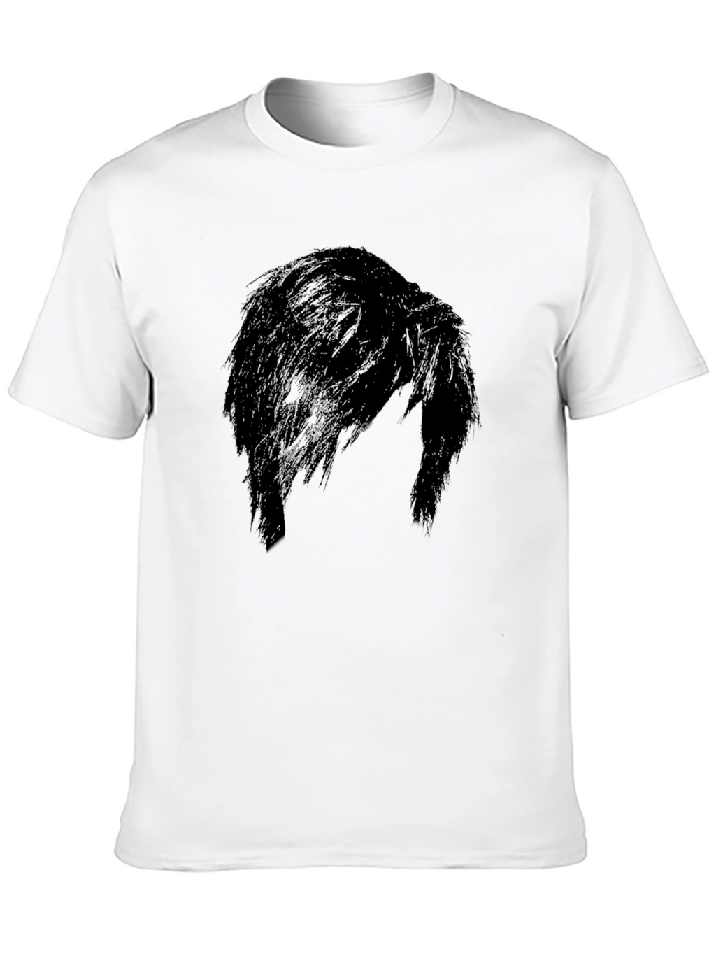 Mens Black Graphic Tee - Mysterious Hair Silhouette Design